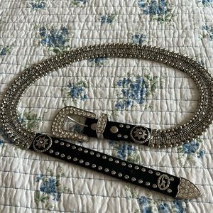 Christine Alexander swarovski/leather belt size XL